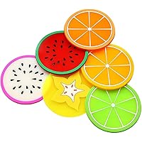 Coaster Silicone Coaster Non-Slip Fruit Coasters for Bar, Living Room, Kitchen Glasses, Cups, Table, Bar & Office Home Kitchen Decor 6pcs Handy and Professional