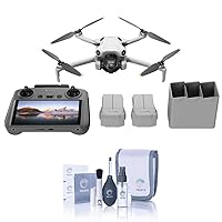 DJI Mini 4 Pro Fly More Combo with DJI RC 2 (Screen Remote Controller), Folding Mini-Drone with 4K HDR Video Camera for Adults, Under 0.549 lbs/249 g, 2 Extra Batteries for 34-Min Flight Time, Cleaner