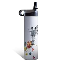 Tree-Free Greetings Checking in Giraffe Vacuum-Insulated Stainless Steel Sportiva Tumbler, With Internal Straw, 17 Ounce