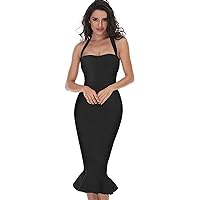 whoinshop Women’s Halter Fishtail Mermaid Bodycon Knee Length Cocktail Bandage Dress