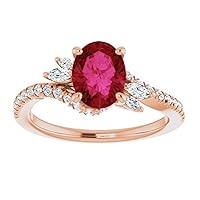 Swirl 3 CT Oval Shape Ruby Engagement Ring 925 Silver/10K/14K/18K Solid Gold Twisted Red Ruby Ring Infinity Genuine Ruby Diamond Ring July Birthstone Ring