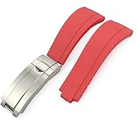 Rubber Watchband 20mm 21mm Fit for Rolex Submariner GMT Daytona Oyster Perpetual Yacht Master Slide Lock Buckle Silicone Strap (Color : Red, Size : 20mm)