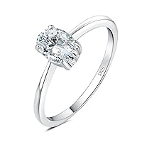 JewelryPalace Oval Shape 1ct 2ct Moissanite Solitaire Engagement Rings for Women, Classic 925 Sterling Silver Promise Ring for Her, Simulated Diamond Anniversary Wedding Ring VVS D-F