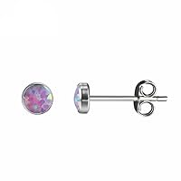 Hypoallergenic Titanium Stud Opal Earrings - For Sensitive Ears (Magenta) -Hipoalergénico para oídos sen by Bedrock Jewelry