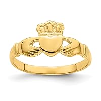 14k Gold Irish Claddagh Celtic Trinity Knot Ring High Polish Size 7 Jewelry for Women