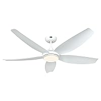 CasaFana Eco Volare Energy Saving Ceiling Fan 142 cm White with LED Light and Remote Control