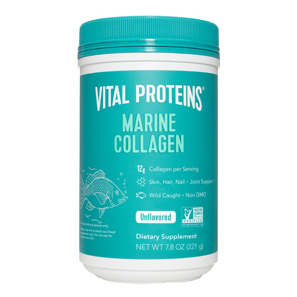 Vital Proteins Marine Collagen Peptides Powder Supplement for Skin Hair Nail Joint - Hydrolyzed Collagen - 12g per Serving - 7.8 oz Canister