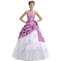 Women's Embroidery Taffeta Evening Quinceanera Dress Prom Party Gown