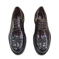 Classical Brogue Style Authentic Real Crocodile Skin Men Dress Oxfords Genuine Alligator Leather Male Casual Lace-up Derby Shoes