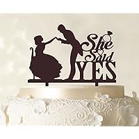 She Said Yes Wedding Cake Topper Custom Name Cake Topper Color Option Available 6