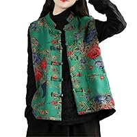 chinese national style hanfu top padded jacket women elegant oriental red vest