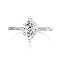 2 CT Marquise Cut Moissanite Engagement Rings In 14K White Gold & 925 Sterling Silver Solitaire With Accents Ring With Hidden Halo Wedding Ring Anniversary Ring