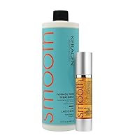 Hair Combo: Smoothing Treatment (16 Oz) + Moroccan Argan Oil (1.7 Oz) - Formaldehyde-Free, Eliminates Curls, Frizz, Provides Shine, Hydrates Cuticles