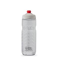 Breakaway Insulated Water Bottle - BPA Free, Cycling & Sports Squeeze Bottle (Bolt - White & Silver, 20 oz)