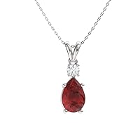 Diamondere Natural and Certified Pear Cut Gemstone and Diamond Drop Petite Necklace in 14k White Gold | 0.43 Carat Pendant with Chain
