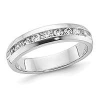 Mens 1/2 Carat (ctw H-I, I1-I2) Diamond Wedding Band Ring in 14K White Gold (Size 10)