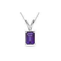 4.40 Cts of 12x10 mm AAA Emerald Amethyst Solitaire Pendant in 14K White Gold