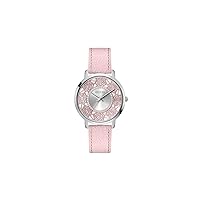 GUESS Ladies 40mm Watch - Pink Strap Silver Dial Silver Tone Case