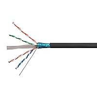 Monoprice Cat6A Ethernet Bulk Cable - Network Internet Cord - Solid, 550Mhz, FTP, CMR, Riser Rated, Pure Bare Copper Wire, 10G, 23AWG, No Logo, 1000ft, Black