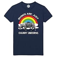 Rhinos are Just Chubby Unicorns Printed T-Shirt - Navy - 6XL