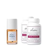 Elon Essential Cuticle Oil for Nails (Softening & Hydrating Nail and Cuticle Oil) 0.5 oz/ 14.7 ml + (2) Elon Matrix Plus 3000 (Biotin Vitamins for Nail Repair Strengthening and Growth) - 120 Tablets