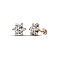 Diamond 0.55 ctw Flower Earrings 14K Gold