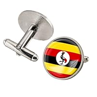 Uganda Flag Cufflinks Men - Fashion Shirt Suits Buttons Cuff Links World Countries Flags Cufflinks, Charm Jewelry For Wedding Party Business Anniversary
