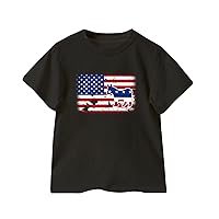 Toddler Short Sleeved Shirts Donkey American Flag Shirt Kids Independence Day Patriotic Short Sleeve Tops Olive Cargo