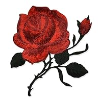 Expo International Artemis Iron On Embroidered Rose Patches/Appliques, Red Multi