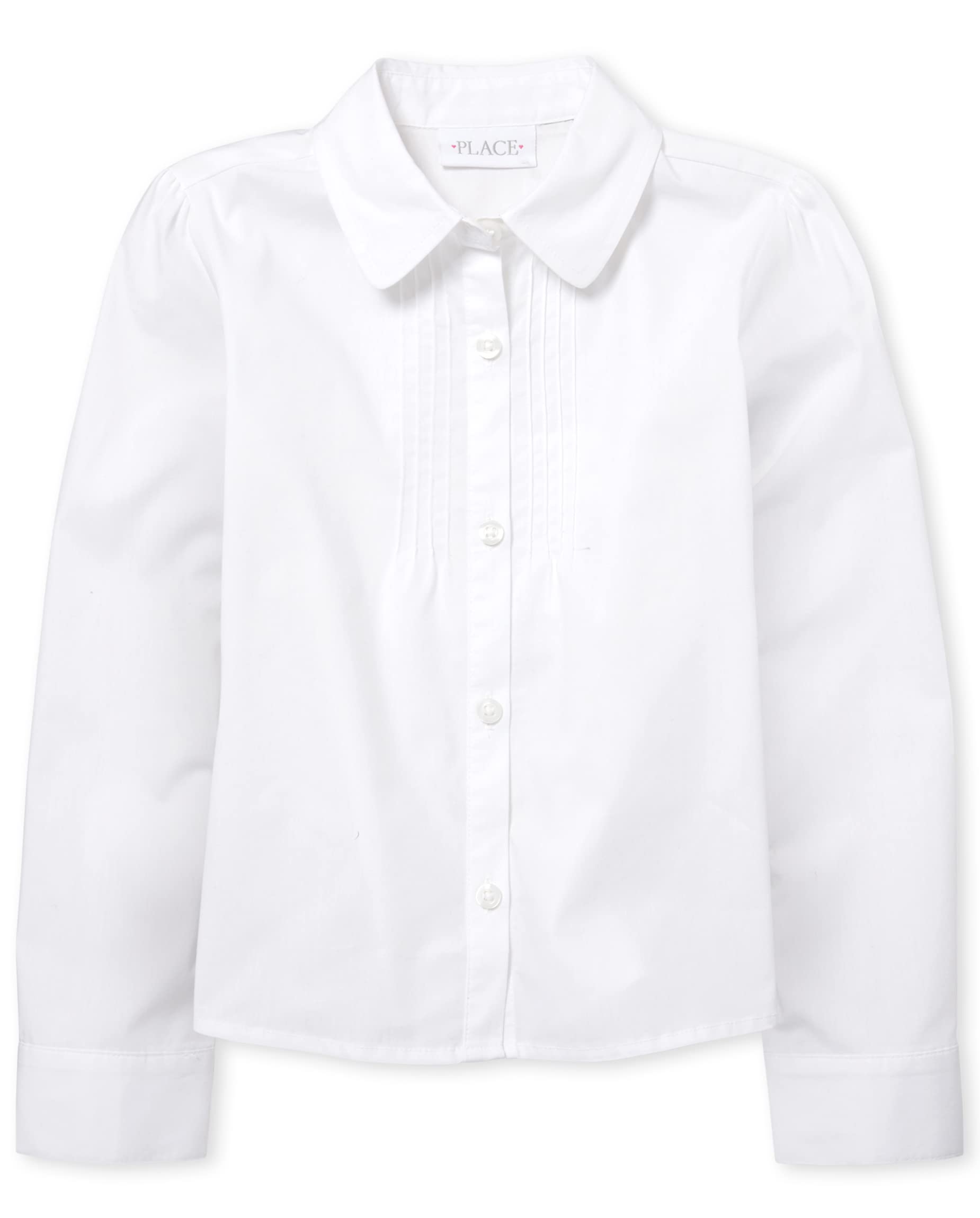 The Children's Place Girls' Long Sleeve Pintuck Poplin Button Down Shirt