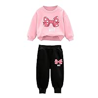 TiaoBug Toddler Baby Girls Long Sleeves Sweatshirt And Sweatpants Clothes Set Kids 2 Piece Outfits Tracksuit