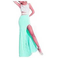 Women's U Get Sexy Shoulders with Beads Two-Piece Dress Prom Dresses