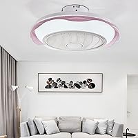 Nordic Integrated Rose Fan Light Modern LED Round Bedroom Lights for Ceiling Living Room Flush Mount Ceiling Fan with Lights for Low Ceilin