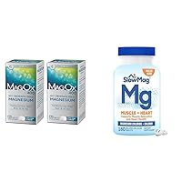 Magnesium Supplement, Pharmaceutical Grade Magnesium Oxide & SlowMag Muscle + Heart Magnesium Chloride with Calcium Supplement to Support Muscle Relaxation