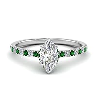 Choose Your Gemstone Marquise Shape 925 Sterling Silver Halo Engagement Rings Hidden Halo Petite Diamond CZ Ring Lightweight Office Wear Gift Jewelry for Women : US Size Size 4 TO 12