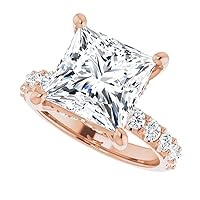 JEWELERYIUM 4 CT Princess Cut Colorless Moissanite Engagement Ring, Wedding/Bridal Ring Set, Halo Style, Solid Sterling Silver, Anniversary Bridal Jewelry, Awesome Ring for Women