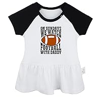 On Sundays We Watch Football with Daddy Funny Dresses Infant Baby Girls Princess Dress Toddler Kids Cute Ruffles Skirts