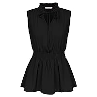 GRACE KARIN Women's Sleeveless Tops Summer Dressy Casual Tank Tops V Neck Fashion Ruffled Collar Blouse Work Shirts