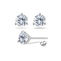 0.20-0.25 Cts SI2-I1 clarity & I-J color Round Diamond Stud Earrings in 14K White Gold-Screw Backs