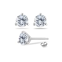 0.10-0.15 Cts I1-I2 clarity & J-K color Round Diamond Stud Earrings in 18K White Gold-Screw Backs