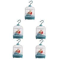 BESTOYARD 5pcs Children's Birdcage Voice-Activated Induction Birds Electronic Birds Toy Sound Electric Bird Cage Toy Singing Chirping Bird Live Pets Mother Voice Control Plastic Musical Bird