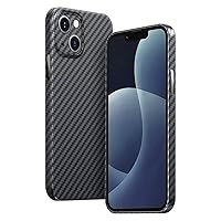 RIZZ iPhone 13 Case with Real Carbon Fiber 【Aviation Grade Materials】 Slim Aramid Fiber Cover Ultrathin Phone Cases Super Tough for Men Drop Protection Black