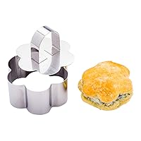 Restaurantware Pastry Tek 3.2 x 1.6 Inch Cake Ring Mold 1 Flower Cooking Ring With Food Press - Small Dishwasher-Safe Stainless Steel Mousse Mold Oven-Safe For Pancakes Cheesecakes or Cookies