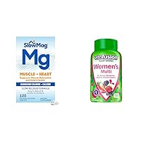SlowMag Muscle + Heart Magnesium Chloride with Calcium Supplement 120 Count & Vitafusion Women's Multivitamin Gummies Berry Flavored 150 Count