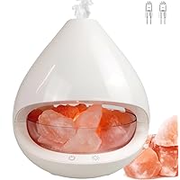 Himalayan Pink Salt lamp Diffuser Ultrasonic Essential Oil Diffusers Humidifier for Home Office Yoga with 2 Bulbs 200ml(White)