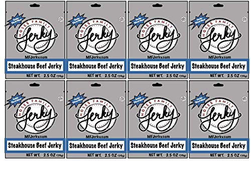 Moses Family Jerky, Steakhouse Beef Jerky Multi Pack, 2.5 Ounce (Pack of 8), Bite Sized Sliced Meat