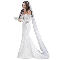 LIPOSA Women's 3D Petal Lace Wedding Dresses Plunging V Neck Backless Long Reception Bridal Gowns with Court Train