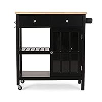 Christopher Knight Home Spark Contemporary Kitchen Cart with Wheels, Black and Natural