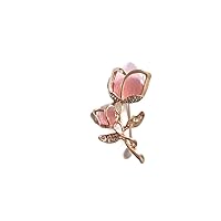 Fashion Jewelry Elegant Rose Gold Flower Brooch with Pink Gems