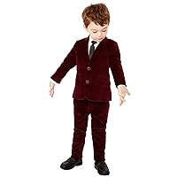 Boys' Velvet Two Buttons Suit Dinner Wedding Birthday Formal Daily Tuxedos Two Pieces
